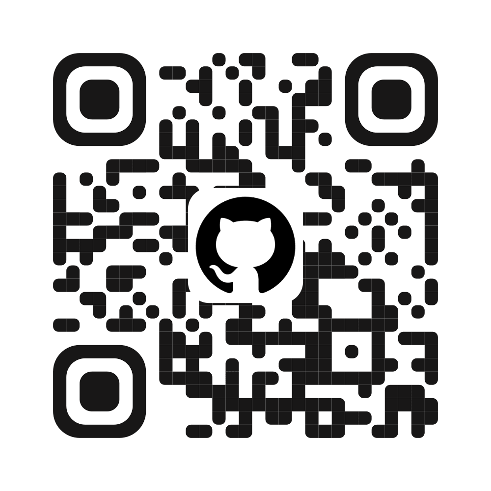 GitHub QR code with the GitHub Octocat logo in near-black