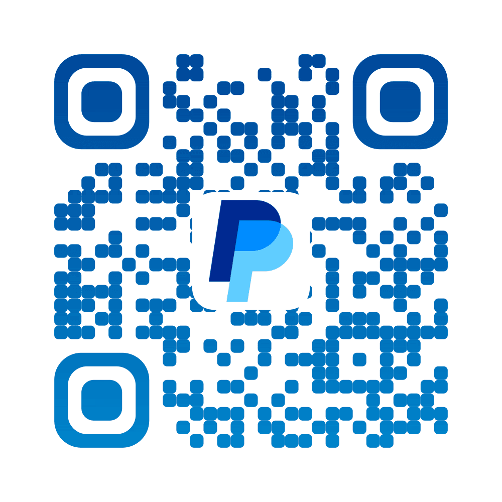 PayPal QR code with the PayPal logo in a two-tone blue gradient
